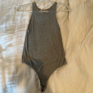 Free People gray ribbed bodysuit